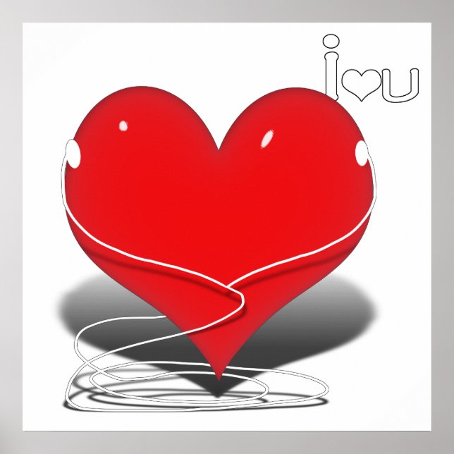 iHeart Red Heart w/Text "I ♥ U" Poster (Front)