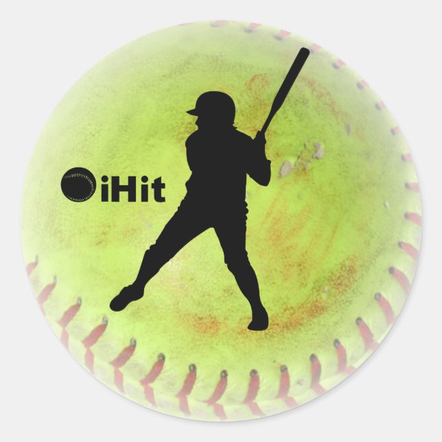iHit Fastpitch Softball Classic Round Sticker (Front)