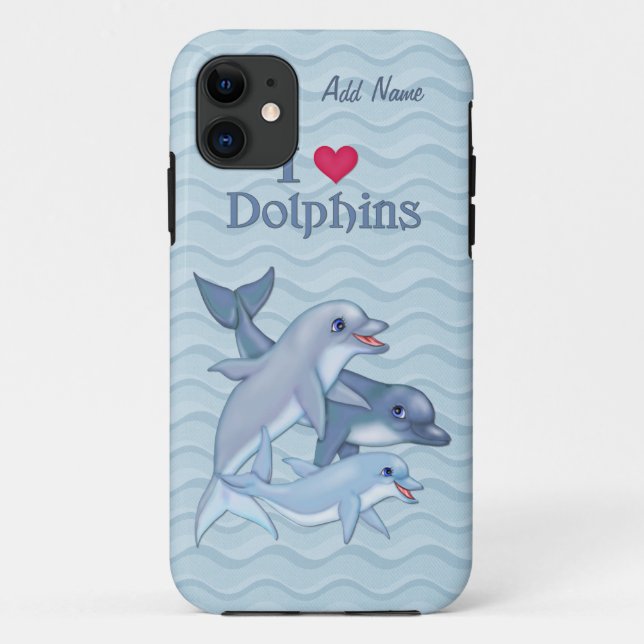 IiHeart Dolphin Family - Customize Case-Mate iPhone Case (Back)
