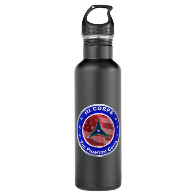 III Corps Phantom Corps  710 Ml Water Bottle (Front)