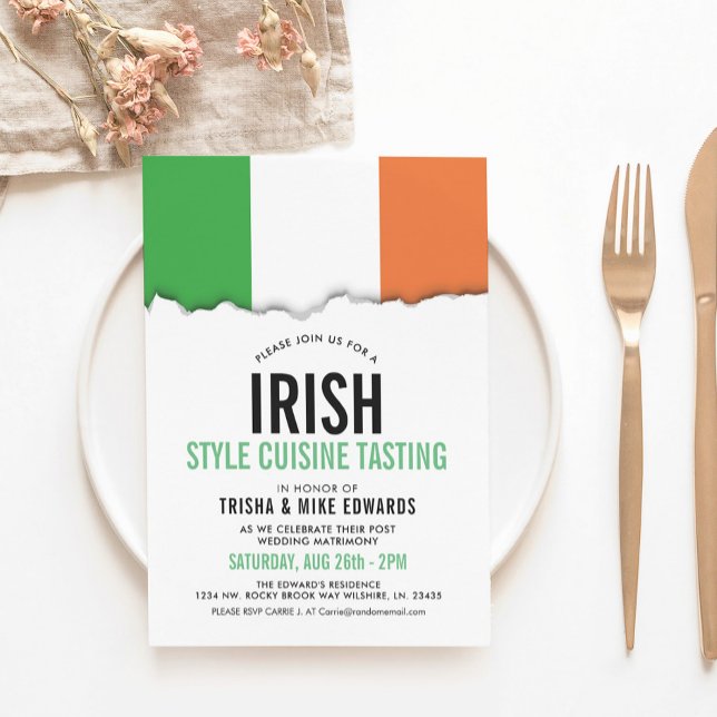 Iirish Theme Cuisine | Invitation blanc du drapeau (Créateur téléchargé)
