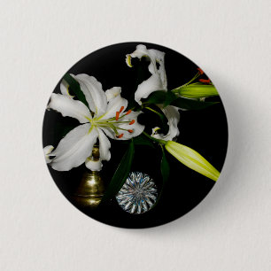 Iirsh Design -Brass and Flower Collection 2 Inch Round Button