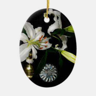 Iirsh Design -Brass and Flower Collection Ceramic Ornament