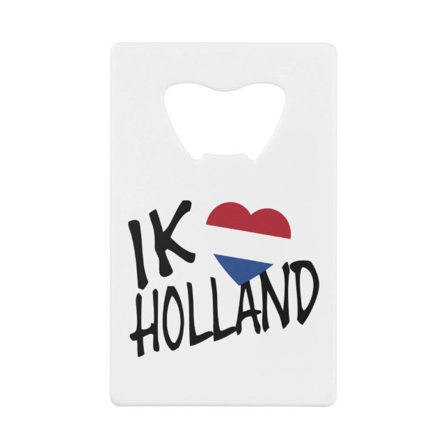 Ik Heartflag Holland bk on wt bocnt Credit Card Bottle Opener (Front)
