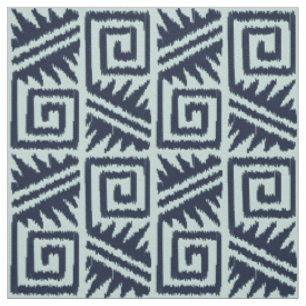 Ikat Aztec - Dark Indigo Blue and Chambrey Fabric