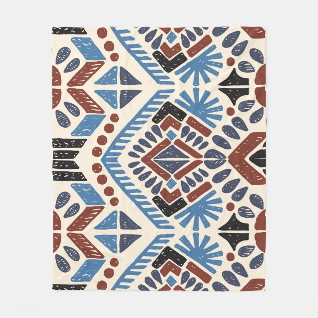 Ikat Aztec: Ethnic Geometric Ornament. Fleece Blanket (Front)
