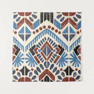 Ikat Aztec: Ethnic Geometric Ornament. Tapestry