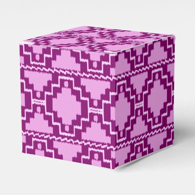Ikat Aztec Pattern - Amethyst Purple and Violet Favor Box (Front Side)