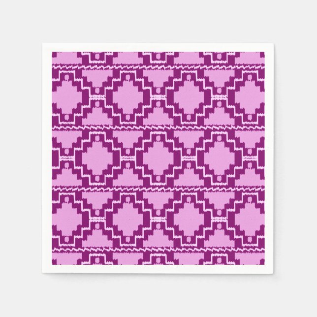 Ikat Aztec Pattern - Amethyst Purple and Violet Napkin (Front)