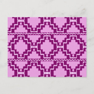 Ikat Aztec Pattern - Amethyst Purple and Violet Postcard