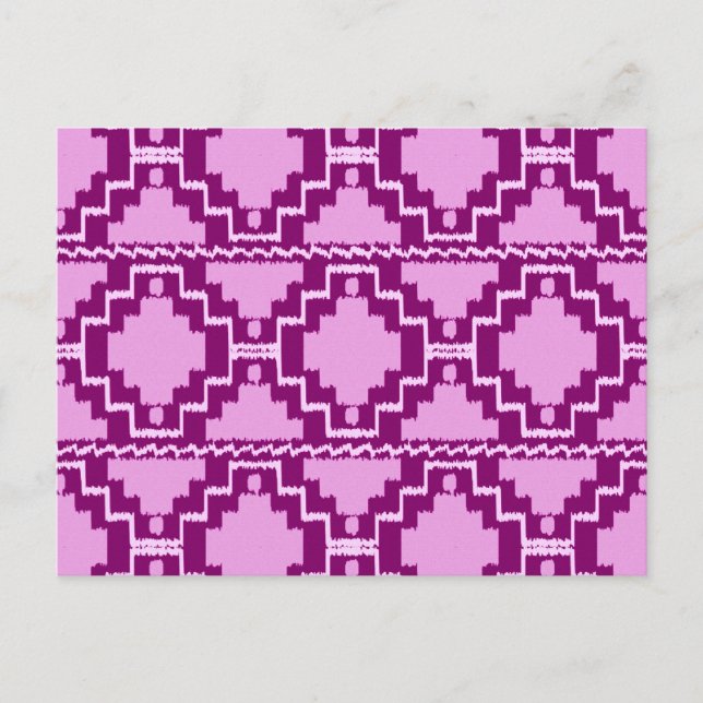 Ikat Aztec Pattern - Amethyst Purple and Violet Postcard (Front)