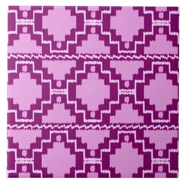 Ikat Aztec Pattern - Amethyst Purple and Violet Tile (Front)
