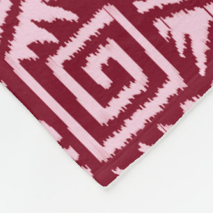 Ikat Aztec Pattern - Burgundy and Pink Fleece Blanket