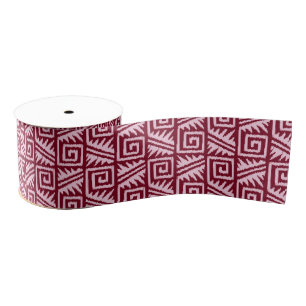 Ikat Aztec Pattern - Burgundy and Pink Grosgrain Ribbon