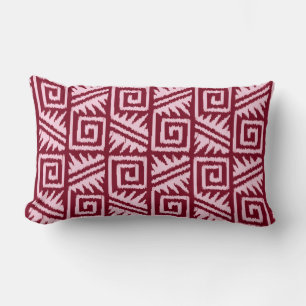Ikat Aztec Pattern - Burgundy and Pink Lumbar Pillow