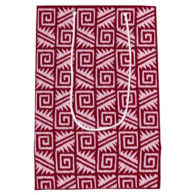 Ikat Aztec Pattern - Burgundy and Pink Medium Gift Bag (Back)