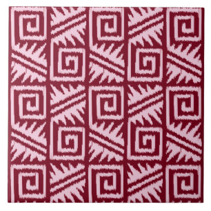 Ikat Aztec Pattern - Burgundy and Pink Tile