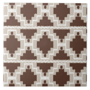 Ikat Aztec Pattern - Chocolate Brown and Taupe Tile