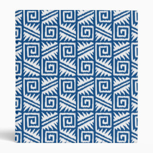 Ikat Aztec Pattern - Cobalt Blue and White Binder