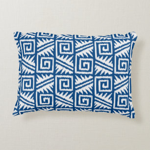 Ikat Aztec Pattern - Cobalt Blue and White Decorative Pillow