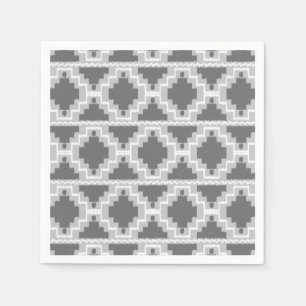 Ikat Aztec Pattern - Dark and light Grey / Grey Napkin