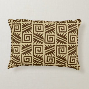 Ikat Aztec Pattern - Dark Brown and Tan Accent Pillow