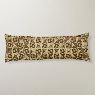 Ikat Aztec Pattern - Dark Brown and Tan Body Pillow