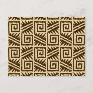 Ikat Aztec Pattern - Dark Brown and Tan Postcard