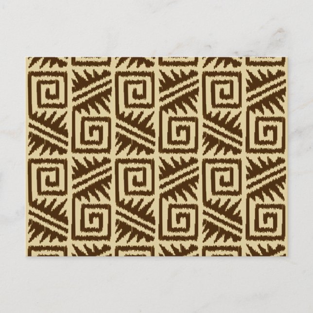 Ikat Aztec Pattern - Dark Brown and Tan Postcard (Front)