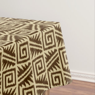 Ikat Aztec Pattern - Dark Brown and Tan Tablecloth