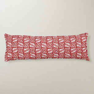 Ikat Aztec Pattern - Dark Red and White Body Pillow