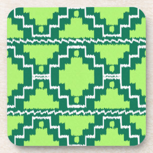 Ikat Aztec Pattern - Forest and Lime Green Coaster