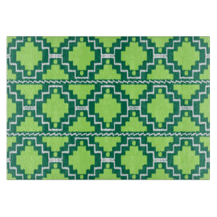 Ikat Aztec Pattern - Forest and Lime Green Cutting Board
