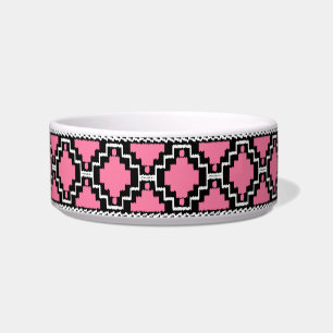 Ikat Aztec Pattern - Fuchsia Pink, Black and White Bowl