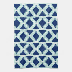Ikat Aztec Pattern - Indigo and light blue Kitchen Towel