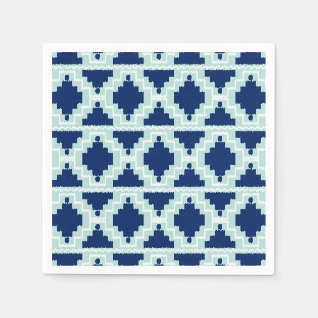 Ikat Aztec Pattern - Indigo and light blue Napkin (Front)