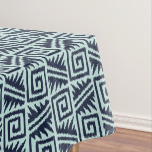 Ikat Aztec Pattern - Indigo and Light Blue Tablecloth