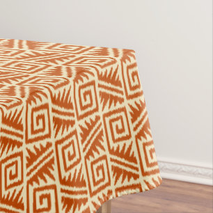 Ikat Aztec Pattern - Mandarin and Light Orange Tablecloth