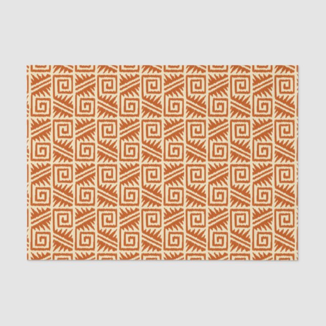 Ikat Aztec Pattern - Mandarin and Light Orange Tissue Paper (Front)