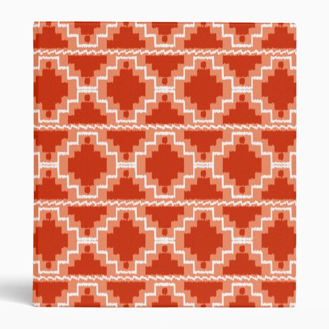 Ikat Aztec Pattern - Rust, Orange and white Binder (Front)