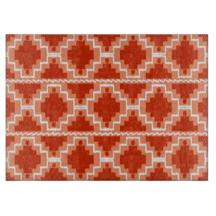 Ikat Aztec Pattern - Rust, Orange and white Cutting Board