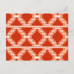 Ikat Aztec Pattern - Rust, Orange and white Postcard