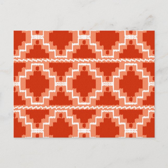 Ikat Aztec Pattern - Rust, Orange and white Postcard (Front)