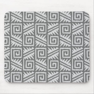 Ikat Aztec Pattern - Shades of Grey / Grey Mouse Pad