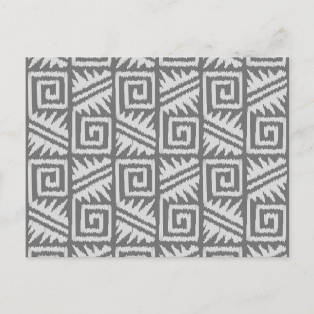 Ikat Aztec Pattern - Shades of Grey / Grey Postcard (Front)