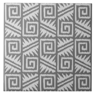 Ikat Aztec Pattern - Shades of Grey / Grey Tile