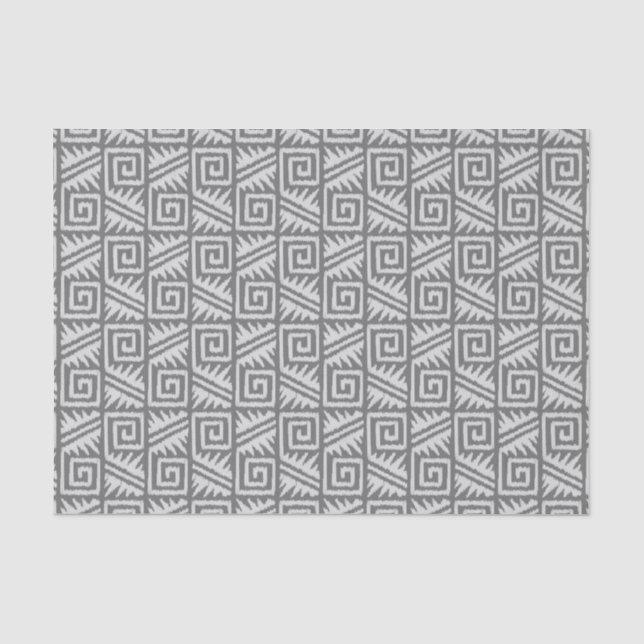Ikat Aztec Pattern - Shades of Grey / Grey Tissue Paper (Front)