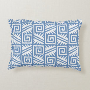 Ikat Aztec Pattern - Sky Blue and White Accent Pillow