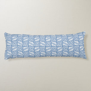 Ikat Aztec Pattern - Sky Blue and White Body Pillow