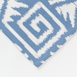 Ikat Aztec Pattern - Sky Blue and White Fleece Blanket